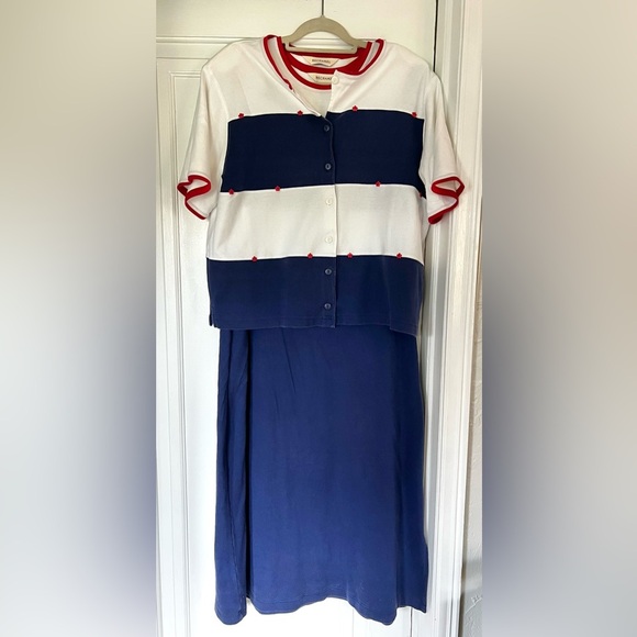 Bechamel 2-Piece Set XL Striped Dress + Button Cardigan Cotton Stretch, Retro - Picture 1 of 13